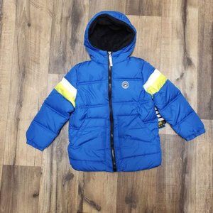 NWT iXtreme Fleece Lined Boys Stripe Sleeve Puffer Blue Jacket Size 5